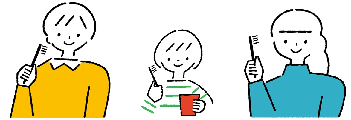 歯ブラシを持つ女性たちのイラスト